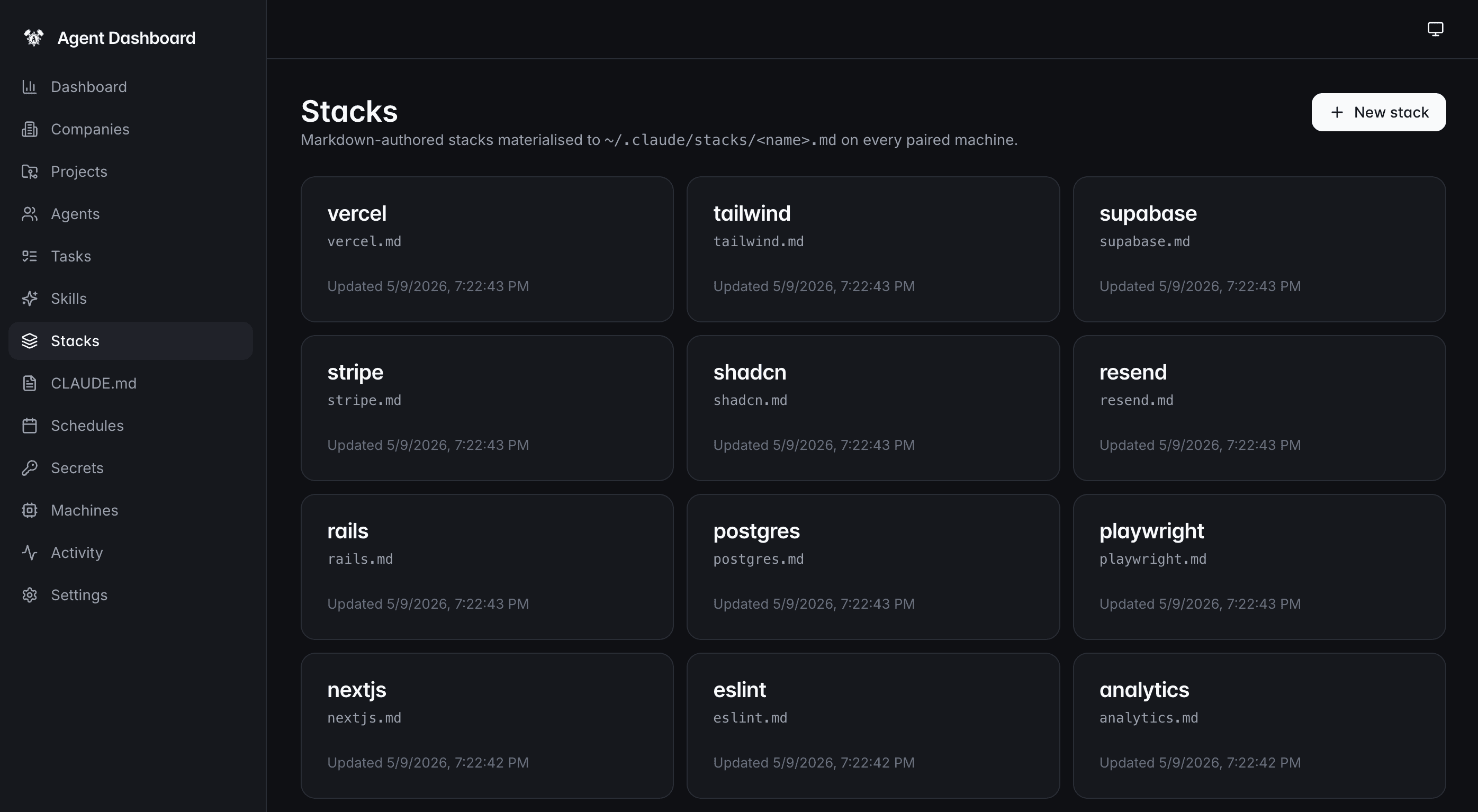 Antrix OS — agent fleet dashboard